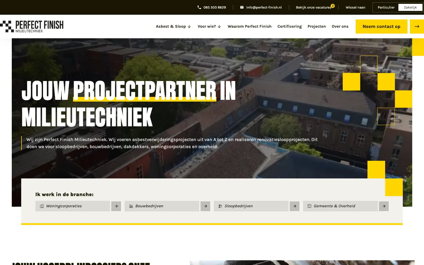 Homepage van Perfect Finish